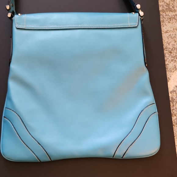 バッグ Studded Leather Shoulder Bag (Sky Blue) Chic Blue Leather Studded Shoulder Bag